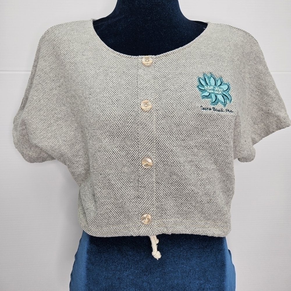 Vintage Crop Top Ron Jon Surf Shop Embroidered Logo Large Made In USA